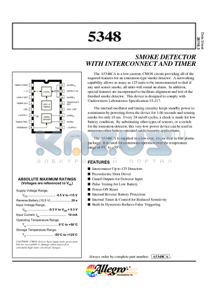 A5348CA datasheet - SMOKE DETECTOR WITH INTERCONNECT AND TIMER