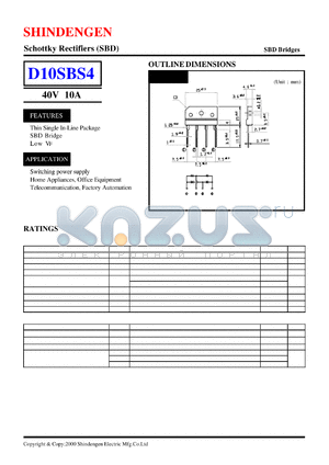 D10SBS4 datasheet - Schottky Rectifiers (SBD) (40V 10A)