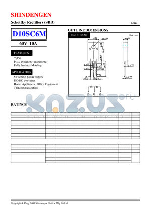 D10SC6M datasheet - Schottky Rectifiers (SBD) (60V 10A)