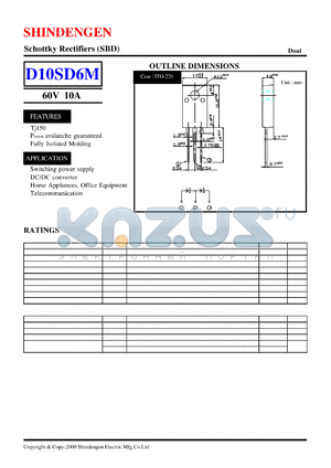 D10SD6M datasheet - Schottky Rectifiers (SBD) (60V 10A)