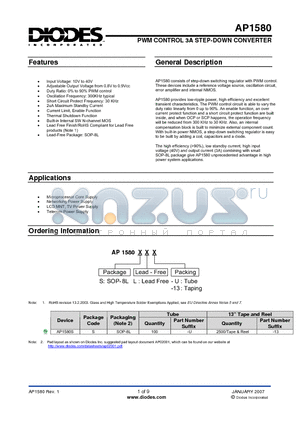 AP1580S datasheet - PWM CONTROL 3A STEP-DOWN CONVERTER