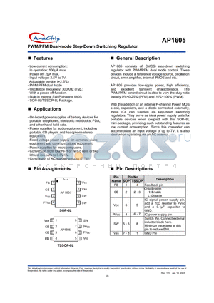 AP1605TS datasheet - PWM/PFM Dual-mode Step-Down Switching Regulator