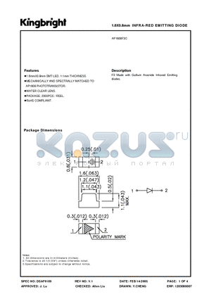 AP1608F3C datasheet - INFRA-RED EMITTING DIODE