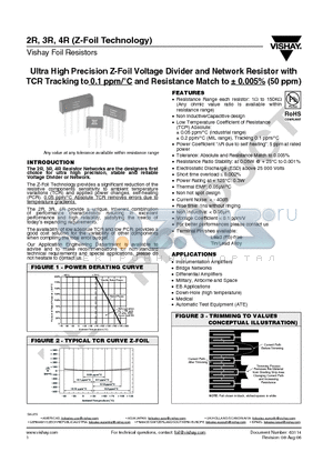 300190Z datasheet - Ultra High Precision Z-Foil Voltage Divider and Network Resistor with TCR Tracking to 0.1 ppm/`C and Resistance Match to a 0.005% (50 ppm)