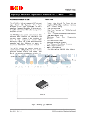 AP1682M-G1 datasheet - Single Stage Primary Side Regulation PFC Controller For LED Driver