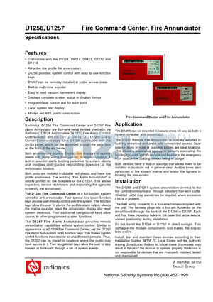 D1257 datasheet - Fire Command Center, Fire Annunciator