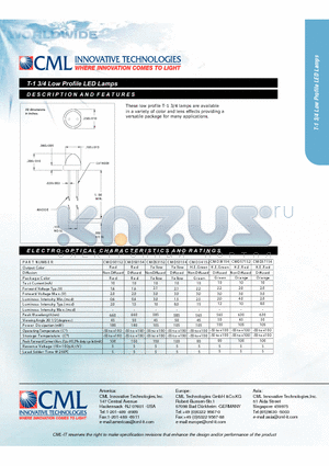 CMD50152 datasheet - T-1 3/4 Low Profile LED Lamps