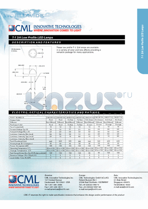 CMD54152 datasheet - T-1 3/4 Low Profile LED Lamps