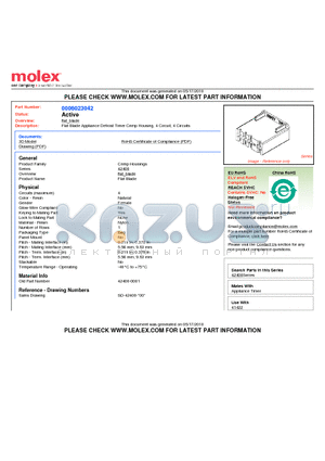 42400-0001 datasheet - Flat Blade Appliance Defrost Timer Crimp Housing, 4 Circuit, 4 Circuits