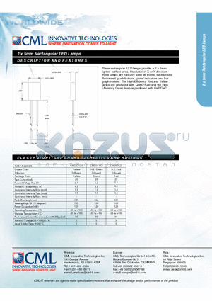 CMD57123 datasheet - 2 x 5mm Rectangular LED Lamps