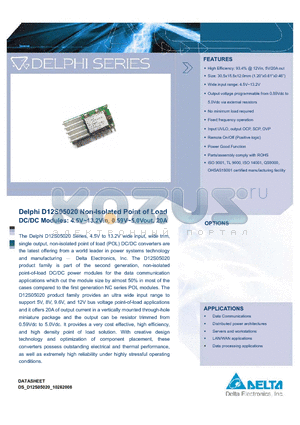 D12S05020-1E datasheet - 4.5V~13.2Vin, 0.59V~5.0Vout, 20A