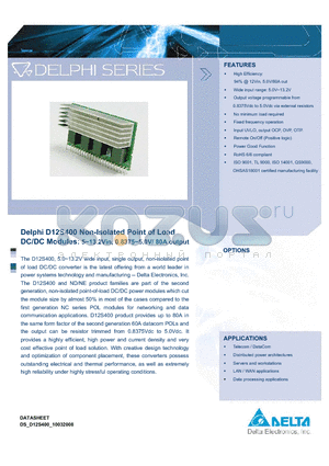 D12S400A datasheet - 5~13.2Vin, 0.8375~5.0V/ 80A output