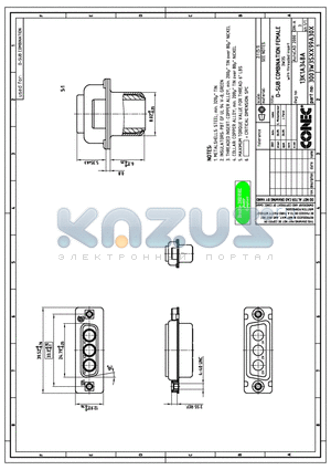 3003W3SXX99A30X datasheet - D-SUB COMBINATION FEMALE 3W3S WITH THREADED INSERT