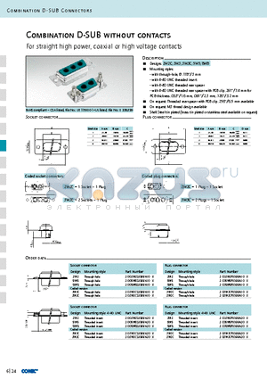 3003W3SXX99E20 datasheet - Combination D-SUB without contacts, For straight high power, coaxial or high voltage contacts