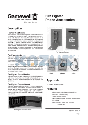 30045 datasheet - Fire Fighter Phone Accessories