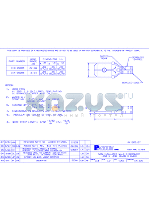 D14-250B-C datasheet - NON-INSULATED MALE DISCONNECT .250 X .032 (6.35 X 0.8)