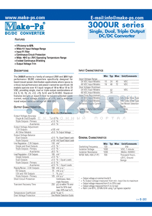 3005/15T48UR datasheet - Single, Dual, Triple Output DC/DC Converter