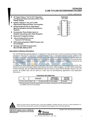 CD74AC238 datasheet - 3-LINE TO 8-LINE DECODER/DEMULTIPLEXER