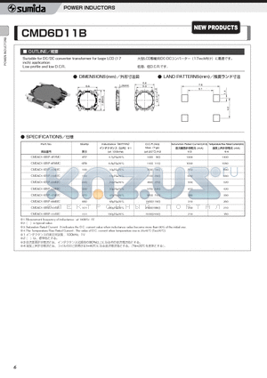 CMD6D11BNP-100MC datasheet - POWER INDUCTORS