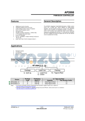 AP2008SG-13 datasheet - PWM BUCK CONTROLLER