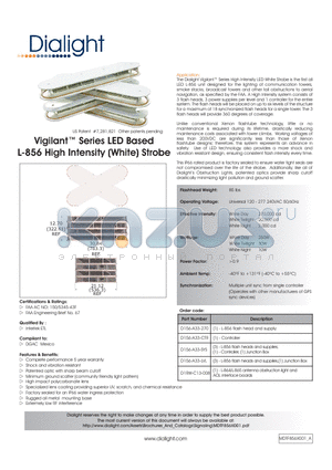 D156-A33-LVL datasheet - Vigilant Series LED Based L-856 High Intensity (White) Strobe