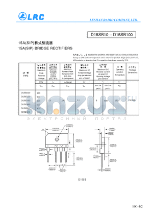 D15SB10 datasheet - 15A(SIP) BRIDGE RECTIFIERS