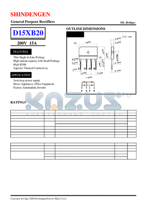 D15XB20 datasheet - General Purpose Rectifiers(200V 15A)