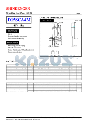 D15SCA4 datasheet - Schottky Rectifiers (SBD) (40V 15A)