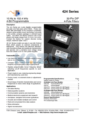 424H4B-3 datasheet - 32-Pin DIP 4-Pole Filters