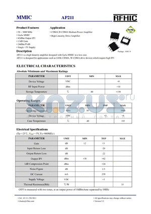 AP211 datasheet - MMIC