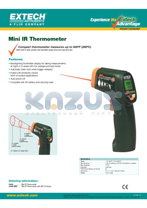 42500-NIST datasheet - Mini IR Thermometer
