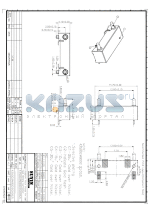 425002MB002G105ZL datasheet - 12.00mm Pitch Probe Pin SMT Type Battery Connector