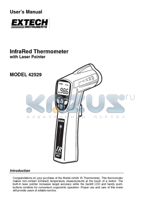 42529 datasheet - InfraRed Thermometer with Laser Pointer