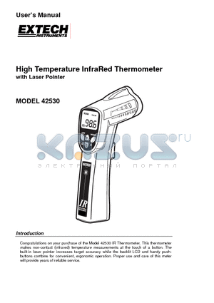 42530 datasheet - High Temperature InfraRed Thermometer with Laser Pointer