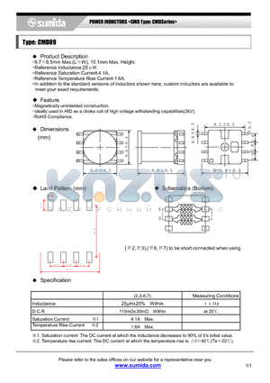 CMD89 datasheet - POWER INDUCTORS