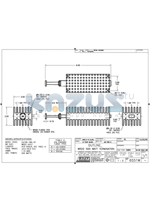 22-28-780-X datasheet - OUTLINE, WR22 500 WATT TERMINATION