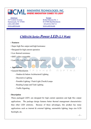 CMDA36WW15D13L datasheet - Power LED (2.5 Watt)