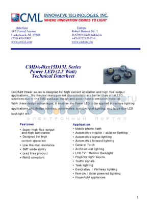 CMDA48AR15D13L datasheet - Power LED (2.5 Watt)