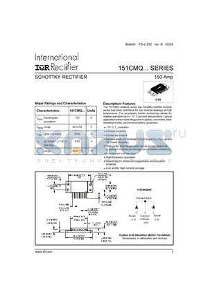 151CMQ datasheet - SCHOTTKY RECTIFIER