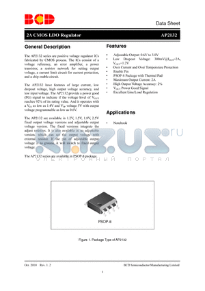 AP2132MP-1.8G1 datasheet - 2A CMOS LDO Regulator