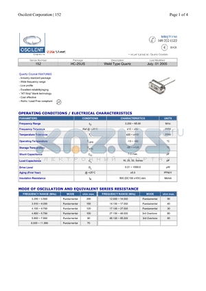 152-4.0M-SR-20NS datasheet - Weld Type Quartz