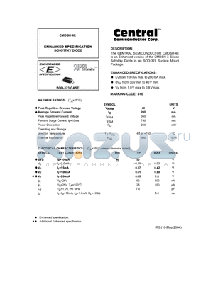 CMDSH-4E datasheet - ENHANCED SPECIFICATION SCHOTTKY DIODE