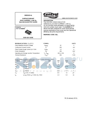 CMDSH2-4L_10 datasheet - SURFACE MOUNT HIGH CURRENT, LOW VF SILICON SCHOTTKY DIODE