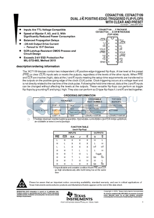 CD74ACT109M96 datasheet - DUAL J-K POSITIVE-EDGE-TRIGGERED FLIP-FLOPS WITH CLEAR AND PRESET