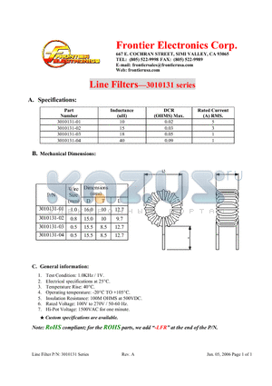 3010131 datasheet - Line Filters