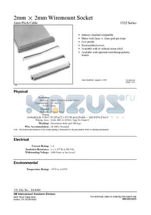 152210-0000GG datasheet - 2mm X  2mm Wiremount Socket