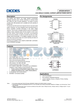 AP2301_13 datasheet - 2.0A SINGLE CHANNEL CURRENT-LIMITED POWER SWITCH