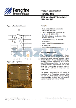 4263-92 datasheet - SP6T UltraCMOS 2.6 V Switch 100 - 3000 MHz