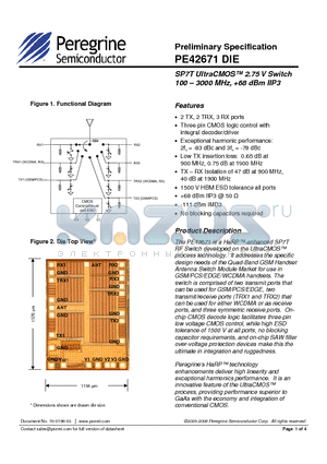 42671-00 datasheet - SP7T UltraCMOS 2.75 V Switch 100 - 3000 MHz, 68 dBm IIP3