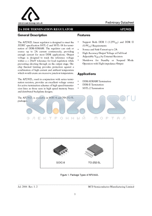 AP2302LD-E1 datasheet - 2A DDR TERMINATION REGULATOR